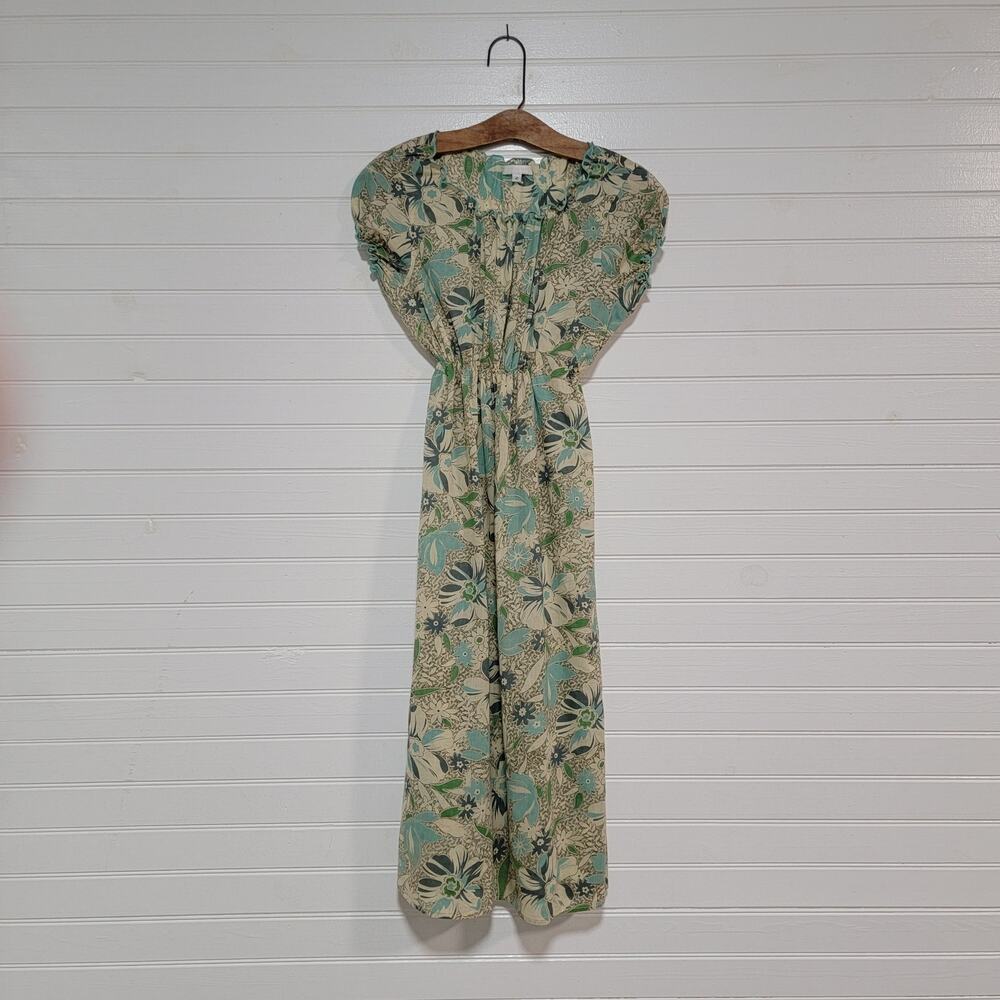 Erica Tanov Featherweight Cotton Midi Dress Size 2 Medium Cottagecore Peasant